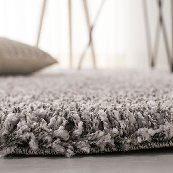 Tapis d'intérieur rond Safavieh Shag Felicia Silver 4 pi x 4 pi