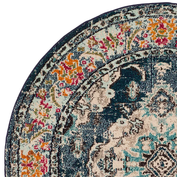 Safavieh Monaco Moses Navy / Light Blue 3 ft. X 3 ft. Round Area Rug