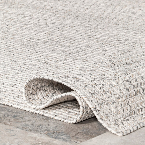 Tapis d'intérieur/extérieur tressé nuLOOM Lefebvre ivoire 1,2 m x 1,8 m