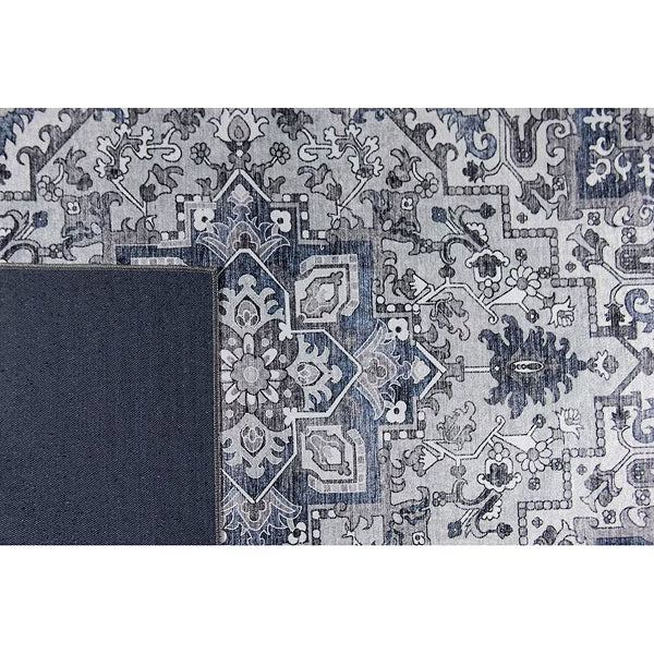 L'Baiet Lyla Blue 8 ft. x 10 ft. Traditional Washable Indoor Area Rug
