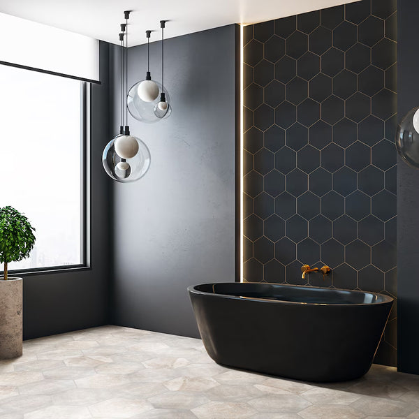 Merola Tile Apini Hex Matte Black 9 in. x 10.5 in. Porcelain Floor and Wall Tile (7.14 sq. ft./Case)