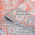 Charger l&#39;image dans la visionneuse de galerie, Tapis de couloir d&#39;intérieur lavable en machine Safavieh Arizona Elton Rouille/Aqua 2 pi 6 po x 8 pi
