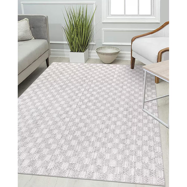 Tapis d'intérieur StyleWell Soft Checkers gris 1,5 m x 2,1 m