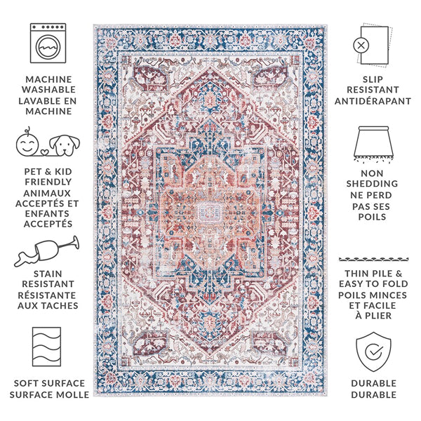Safavieh Arizona Darina Red / Navy 2 ft. 6 in. x 8 ft. Indoor Machine Washable Runner