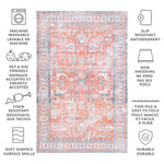 Charger l&#39;image dans la visionneuse de galerie, Tapis de couloir d&#39;intérieur lavable en machine Safavieh Arizona Elton Rouille/Aqua 2 pi 6 po x 8 pi
