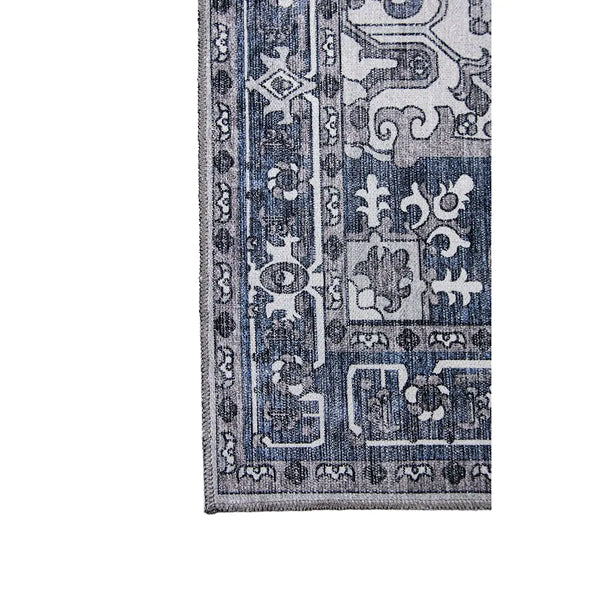 L'Baiet Lyla Blue 8 ft. x 10 ft. Traditional Washable Indoor Area Rug