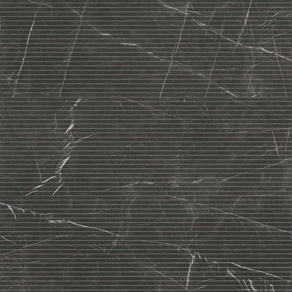 Carreaux muraux en céramique mats cannelés UrbanSlat Marmiro Noir de MSI, 16 po x 48 po, aspect marbre (15,51 pi²/caisse)