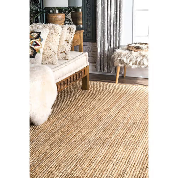 nuLOOM Hand Woven Rigo Jute Natural 4 ft. x 4 ft. Indoor Square Rug