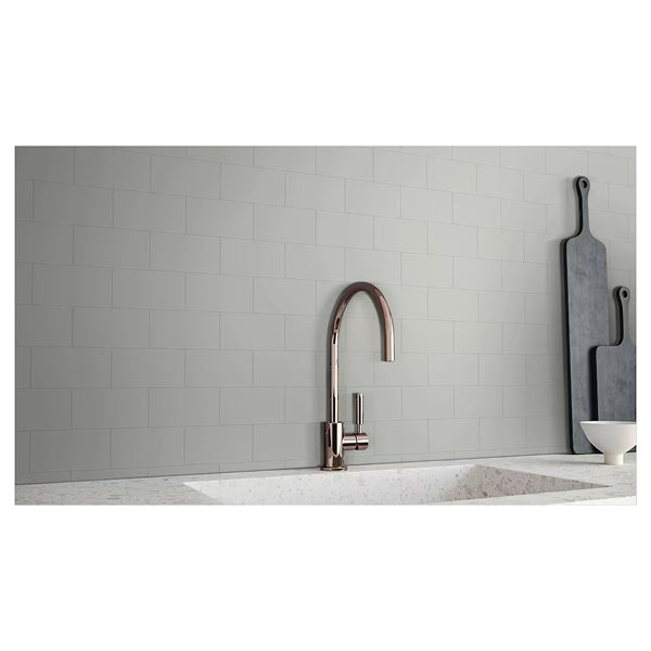 Carrelage mural en céramique brillant Anatolia, 7,6 cm x 15,2 cm, gris chaud (10,66 pi²/caisse)