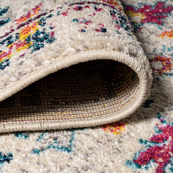 Tapis persan bohème moderne à motif floral beige/multicolore JONATHAN Y 4 pi x 6 pi