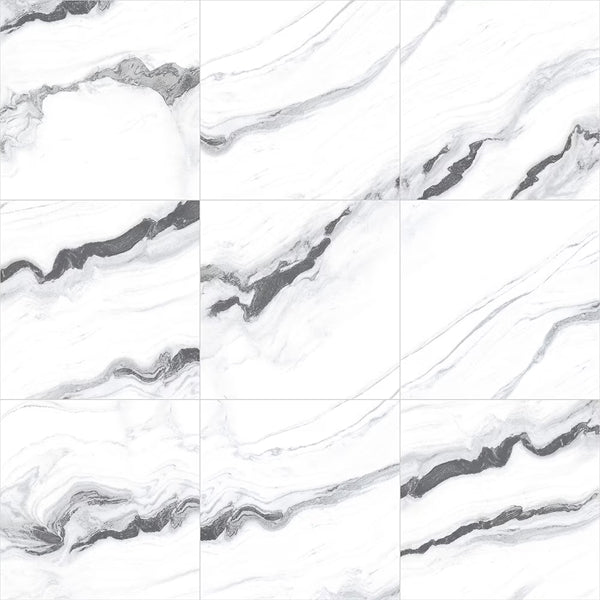 Modamo Mouro Polished White 24 in. x 24 in. Porcelain Floor and Wall Tile (15.49 sq. ft./Case)
