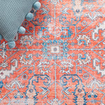 Charger l&#39;image dans la visionneuse de galerie, Tapis de couloir d&#39;intérieur lavable en machine Safavieh Arizona Elton Rouille/Aqua 2 pi 6 po x 8 pi
