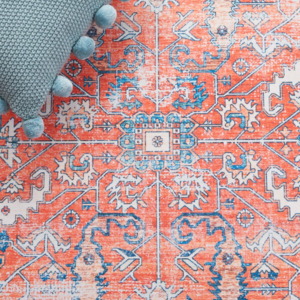 Tapis de couloir d'intérieur lavable en machine Safavieh Arizona Elton Rouille/Aqua 2 pi 6 po x 8 pi
