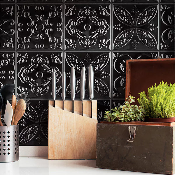 Merola Tile Trend Black 7-7/8 in. x 7-7/8 in. Ceramic Wall Tile (9.24 sq. ft./Case)