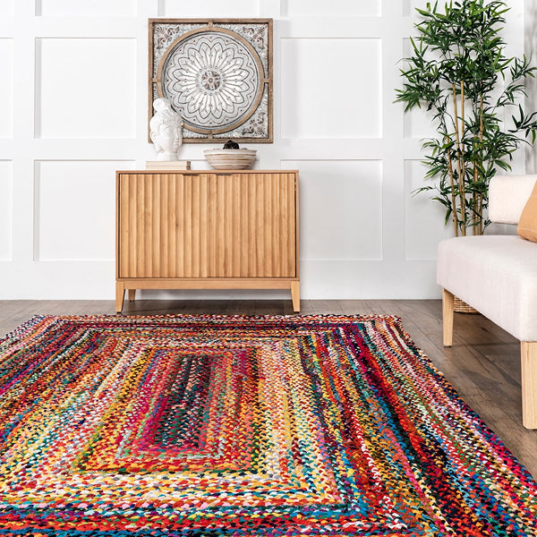 nuLOOM Hand Braided Tammara Multi-Coloured 3 ft. x 5 ft. Indoor Oval Rug