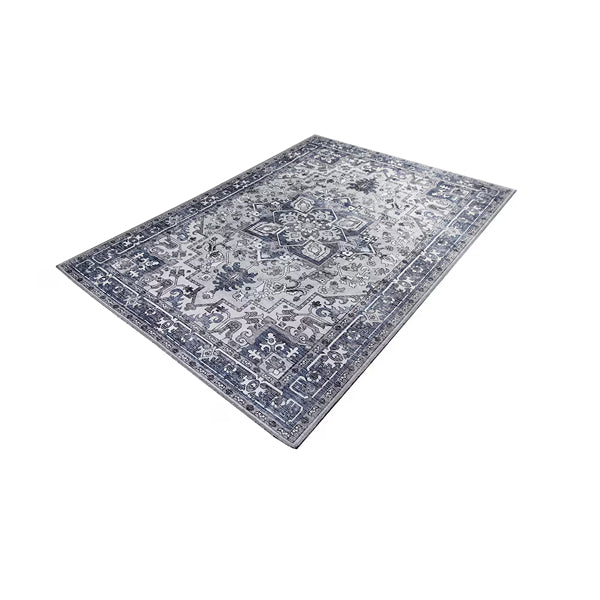 L'Baiet Lyla Blue 8 ft. x 10 ft. Traditional Washable Indoor Area Rug