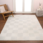Charger l&#39;image dans la visionneuse de galerie, Tapis moderne à damier géométrique JONATHAN Y Thea, blanc/crème, 1,5 m x 2,4 m
