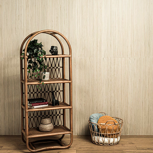 MSI Urban Ridge Blonde 16 in. x 48 in. Matte Fluted Ceramic Wall Tile – Wood Look (15.51 sq. ft./Case)