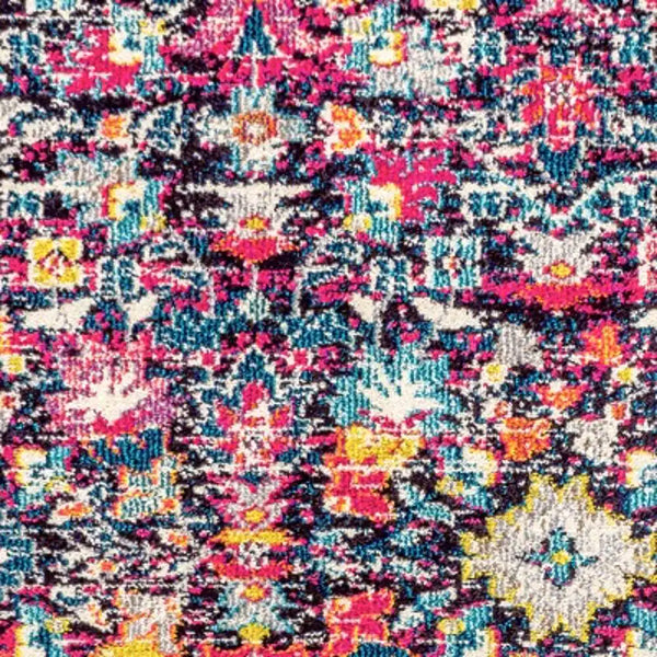 JONATHAN Y Modern Persian Boho Floral Multi/Purple 5 ft. Square Area Rug