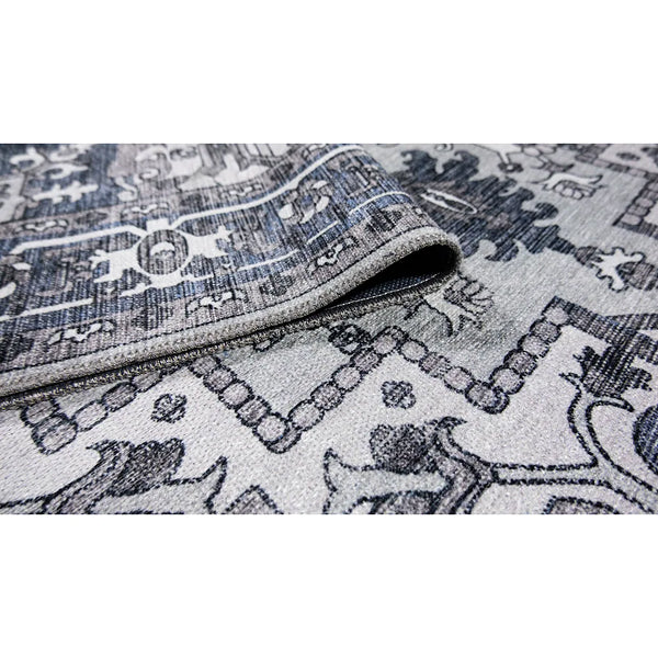 L'Baiet Lyla Blue 8 ft. x 10 ft. Traditional Washable Indoor Area Rug