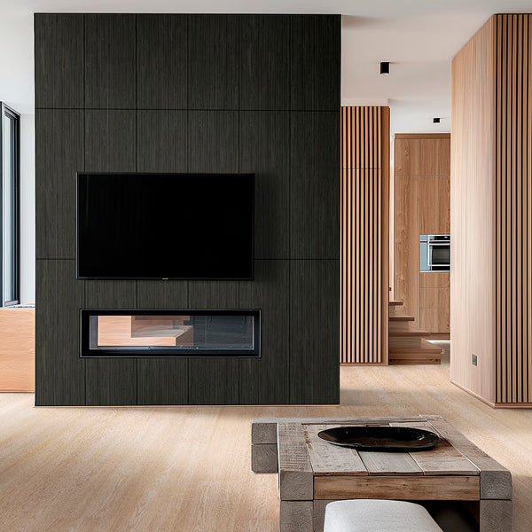 Carreaux muraux cannelés en céramique mate Urban Ridge Ebony de MSI, 16 po x 48 po, aspect bois (15,51 pi²/caisse)
