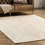 Charger l&#39;image dans la visionneuse de galerie, Tapis d&#39;intérieur rond en jute tissé à la main nuLOOM Rigo blanc cassé, 1,8 m
