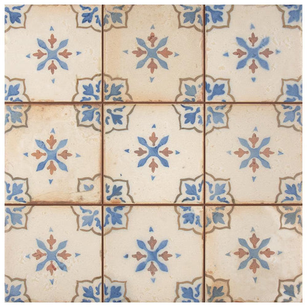 Merola Tile Mirambel Azul 13 inch x 13 inch Ceramic Floor and Wall Tile – 12.2 sq. ft. per Case, Matte Textured Finish