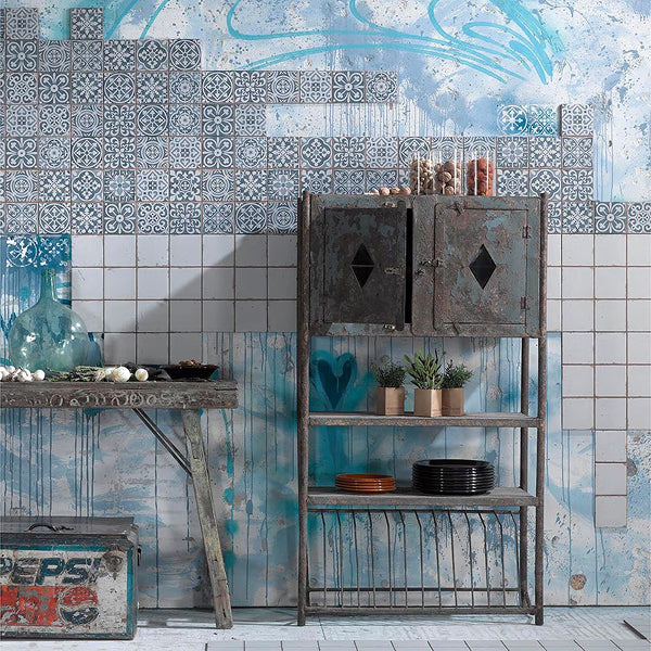 Merola Tile Sample Faenza Azul 6 inch x 6 inch Ceramic Floor and Wall Tile