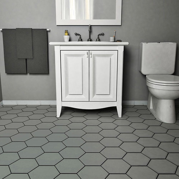 Merola Tile Hexatile Matte Gris Porcelain Tile 0.37 inch Thick 7 inch x 8 inch 7.67 sq ft/case Matte Hexagon