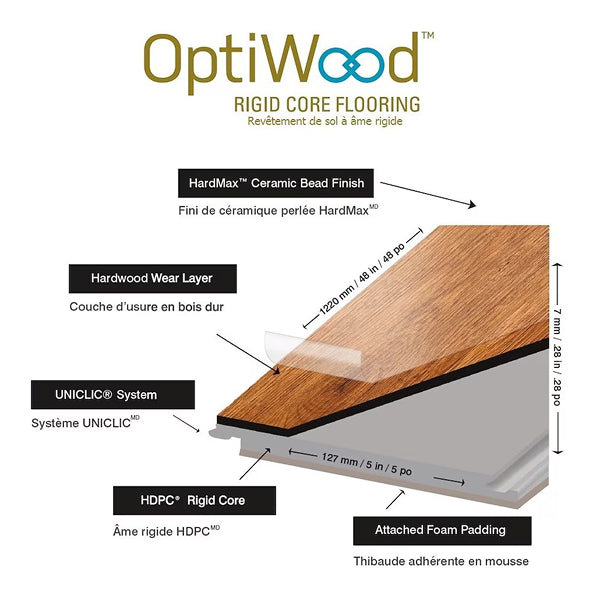 Dark brown waterproof engineered hardwood flooring with wood texture and 5-inch planks