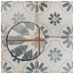Load image into Gallery viewer, Merola Tile Kings Blume Encaustic Blue 17.63 inch x 17.63 inch Ceramic Floor and Wall Tile (10.95 sq. ft./case)