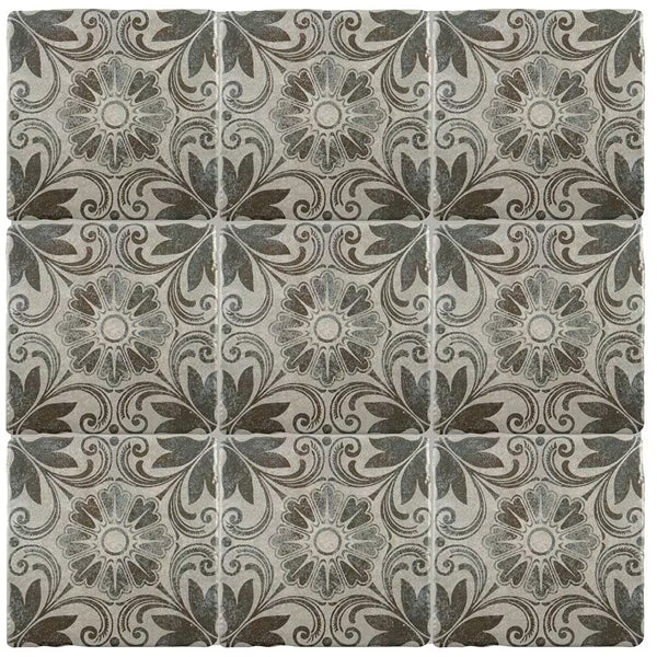 Merola Tile Costa Cendra Decor Dahlia 7-3/4 inch x 7-3/4 inch Ceramic Floor and Wall Tile – 11.11 sq. ft. per Case, Glazed Textured Finish