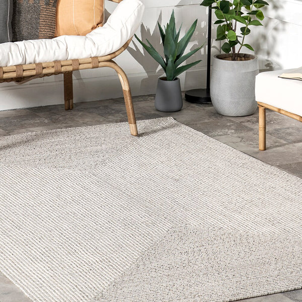 Tapis d'intérieur/extérieur tressé nuLOOM Lefebvre ivoire 1,2 m x 1,8 m