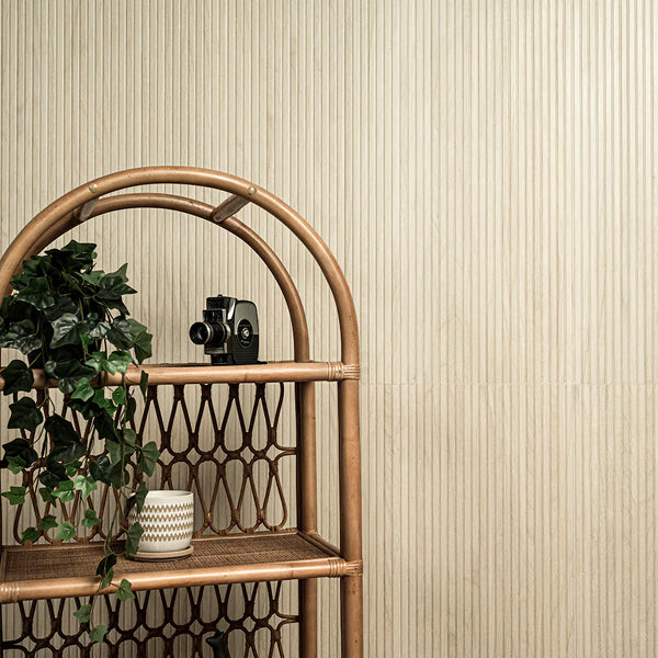 MSI Urban Ridge Blonde 16 in. x 48 in. Matte Fluted Ceramic Wall Tile – Wood Look (15.51 sq. ft./Case)
