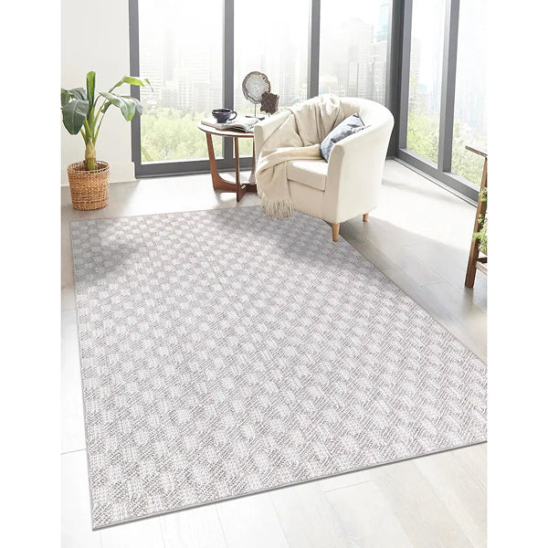 Tapis d'intérieur StyleWell Soft Checkers gris 1,5 m x 2,1 m