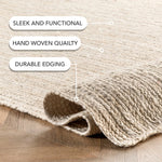 Charger l&#39;image dans la visionneuse de galerie, Tapis d&#39;intérieur rond en jute tissé à la main nuLOOM Rigo blanc cassé, 1,8 m
