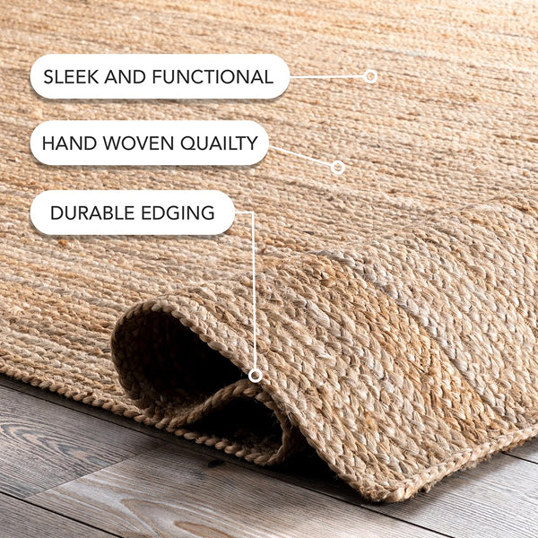 nuLOOM Hand Woven Rigo Jute Rug Natural 4 ft. Indoor Round Rug