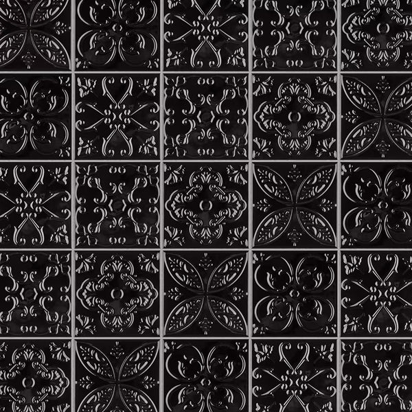 Merola Tile Trend Black 7-7/8 in. x 7-7/8 in. Ceramic Wall Tile (9.24 sq. ft./Case)
