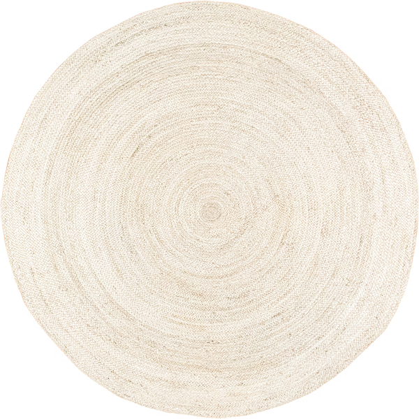 Tapis d'intérieur rond en jute tissé à la main nuLOOM Rigo blanc cassé, 1,8 m