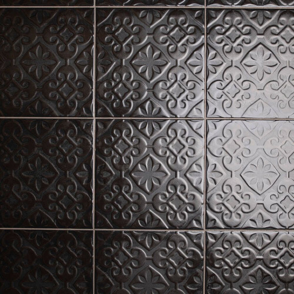 Merola Tile Triplex Valverde Black 7-3/4 in. x 7-3/4 in. Ceramic Wall Tile (11.11 sq. ft./Case)