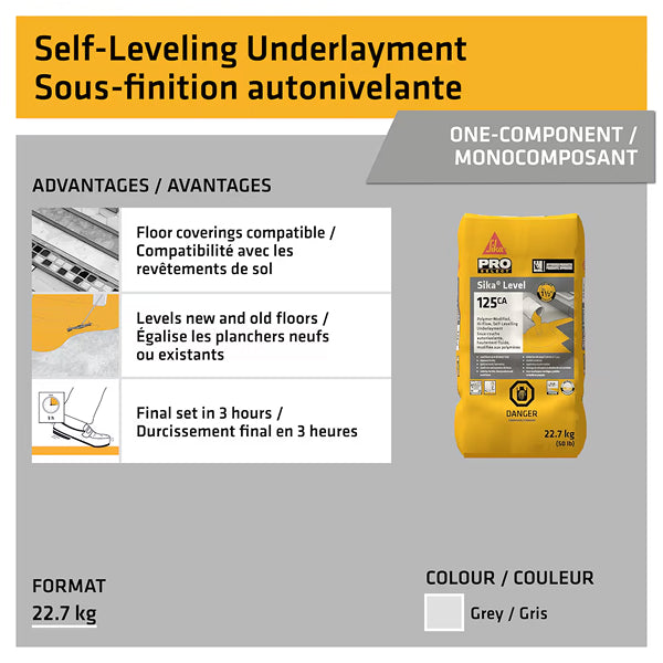Sika Level-125CA Self-Leveling Cement Underlayment – 22.7 kg for Interior Floors