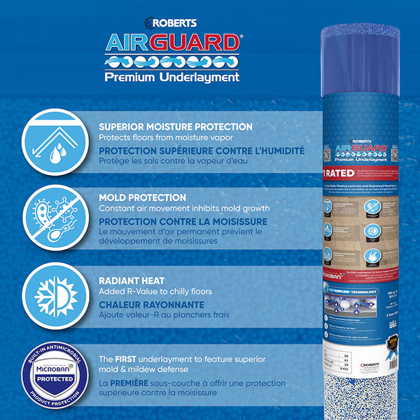 Roberts AirGuard Premium Underlayment with Microban for Laminate & Engineered Wood - 100 sq. ft.