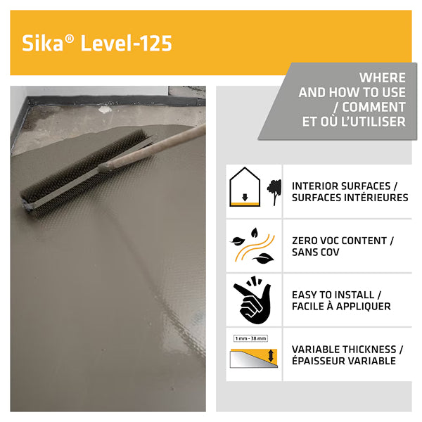 Sika Level-125CA Self-Leveling Cement Underlayment – 22.7 kg for Interior Floors