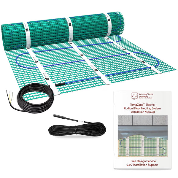 WarmlyYours TempZone Easy Mat – 2 ft. x 4 ft. 120V Radiant Floor Heating for Tile, Stone & LVT (8 sq. ft.)