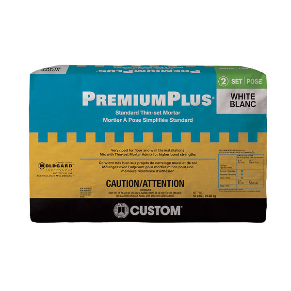 Custom PremiumPlus 50 lb. White Non-Modified Thin-Set Mortar for Indoor/Outdoor Tile and Stone