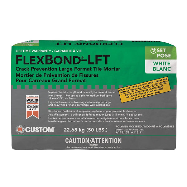 Custom Building Products FlexBond 50 lbs 95 SqFt. White Premium Medium Bed Crack Prevention Mortar for Large Format Tile