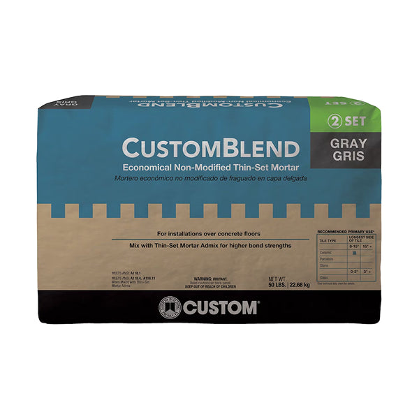 CustomBlend 50 lb. Gray Standard Thin-Set Mortar – Floor Tile Adhesive by Custom Building Products