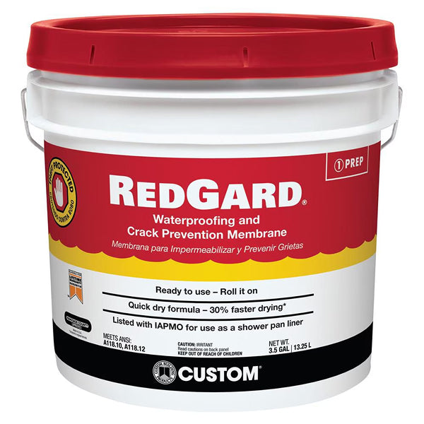 Custom Building Products RedGard 13.25 L Ready-to-use Waterproofing and Crack Prevention Membrane with Quick Dry Formula for Tile and Stone Installations