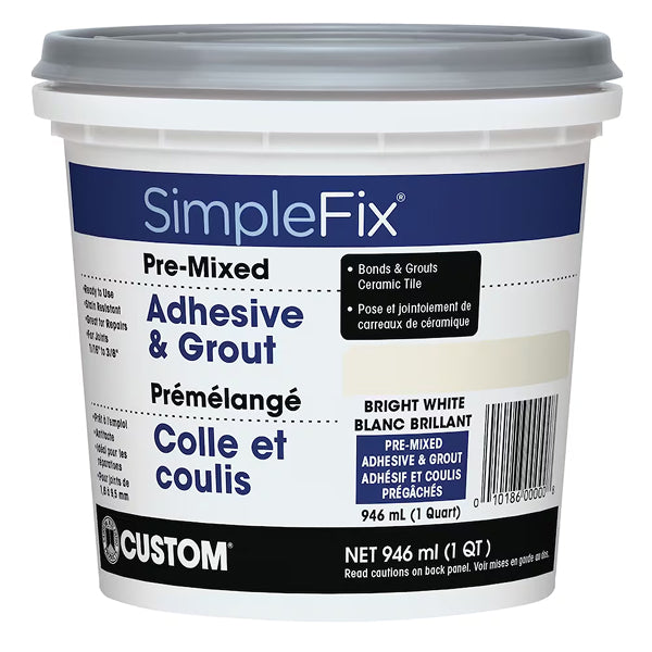 SimpleFix 1 Qt. White Pre-Mixed Adhesive and Grout – Custom Building Products