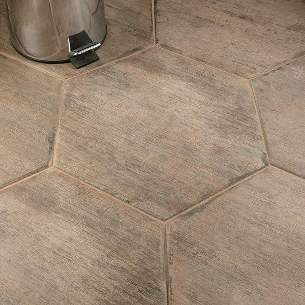 Merola Tile Retro Hex Terra Porcelain Tile 14.13 inch x 16.25 inch – 11.05 sq. ft. per Case Matte Wood Look Finish